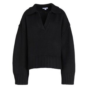 Topshop V-Neck Collared Oversized Black Sweater
